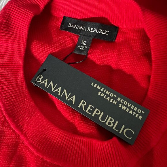 NWT BANANA REPUBLIC Lenzing Ecovero Splash Sweater XL Red/White/Black Apres Ski - Picture 5 of 5